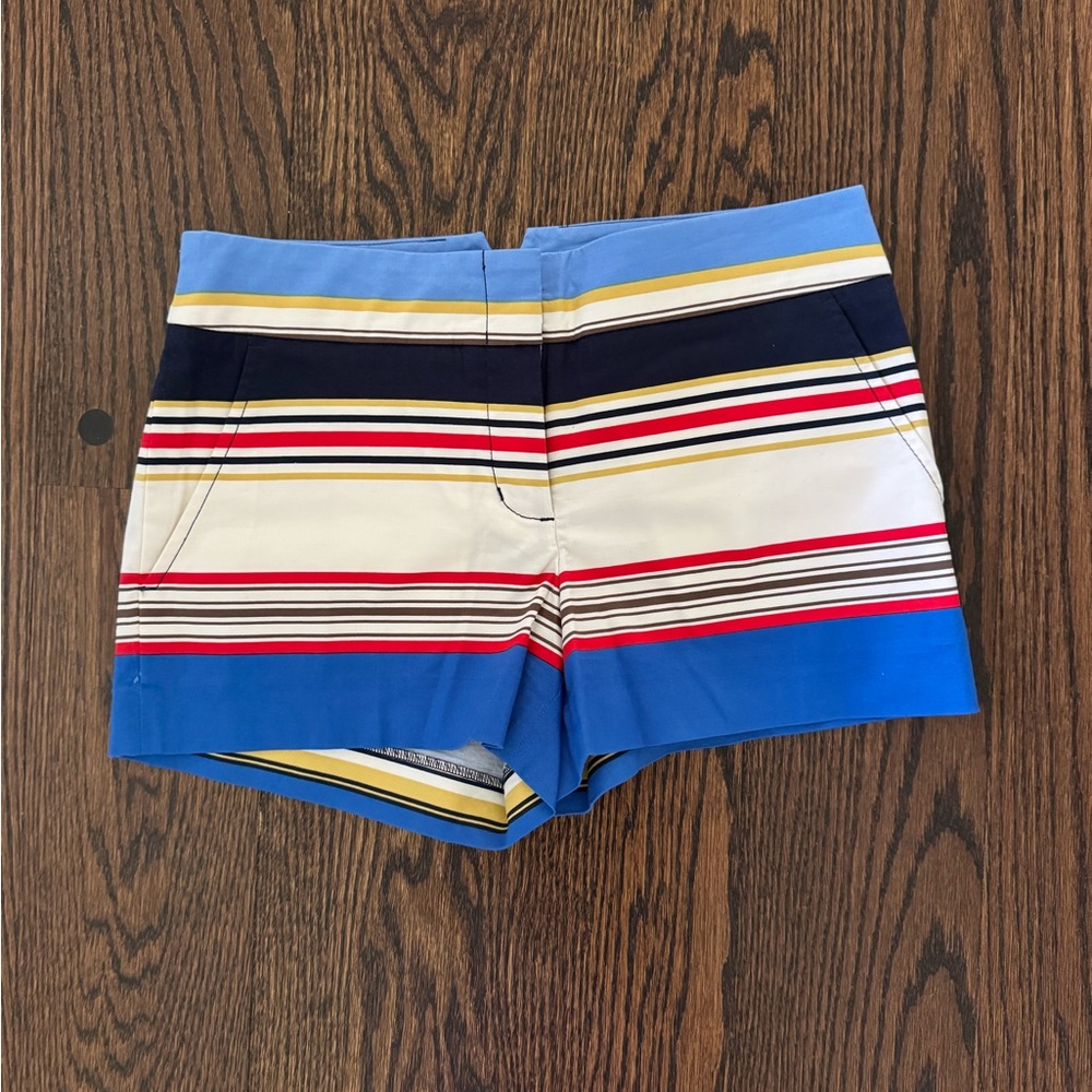 BCBGMaxAzria High Waist Striped Shorts - Blue, Red, Yellow